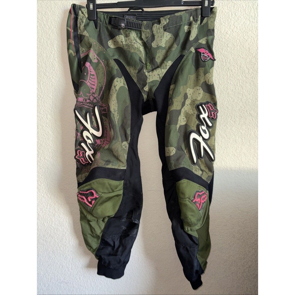 Fox Girl 180 Motocross Pants Adj Waist Camo RACE DIRT BIKE ATV Holes 11/12